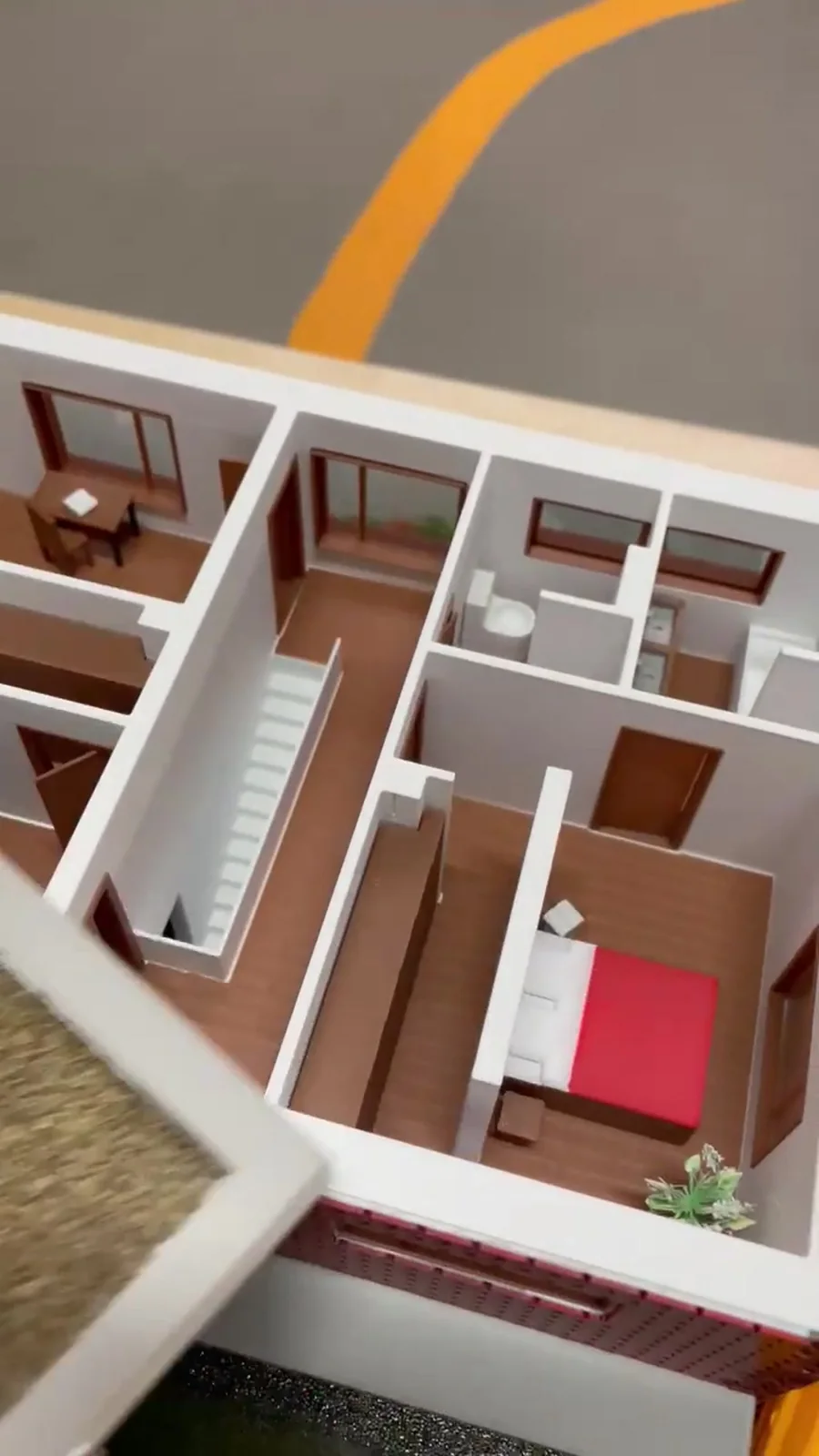Odkrytý interiér modelu rodinného domu Hrdlořezy